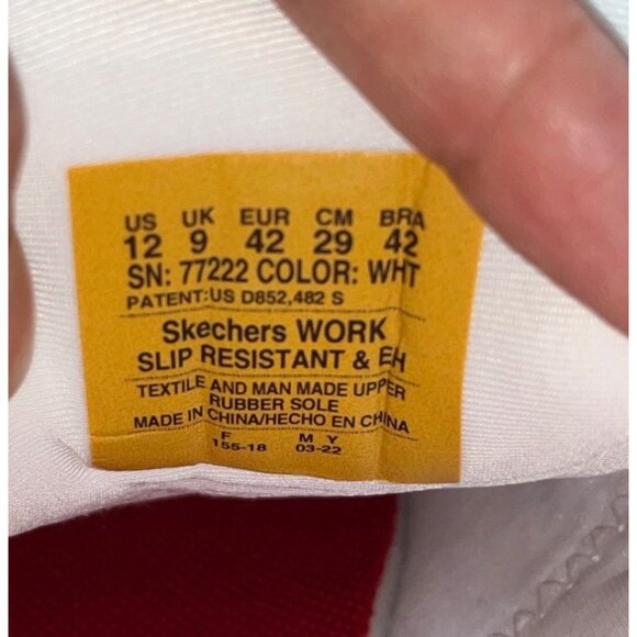 Slip Resistant Relaxed Fit Work Sketchers White Women's Sz 12 Memory Foam Insole - Picture 8 of 10